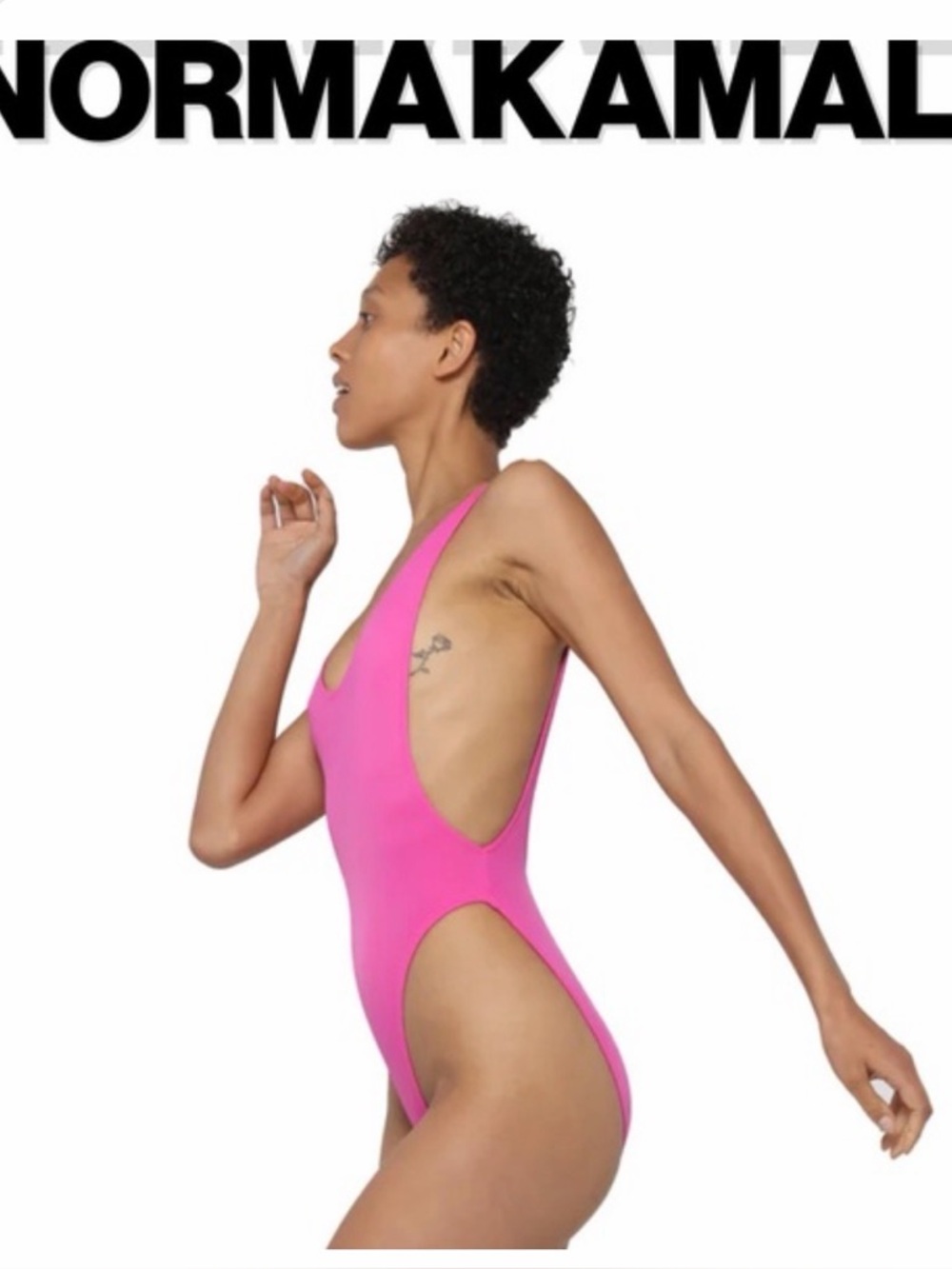 NORMA KAMALI Pink High-Cut One-Piece Swimsuit Marissa Marisa Small EUC